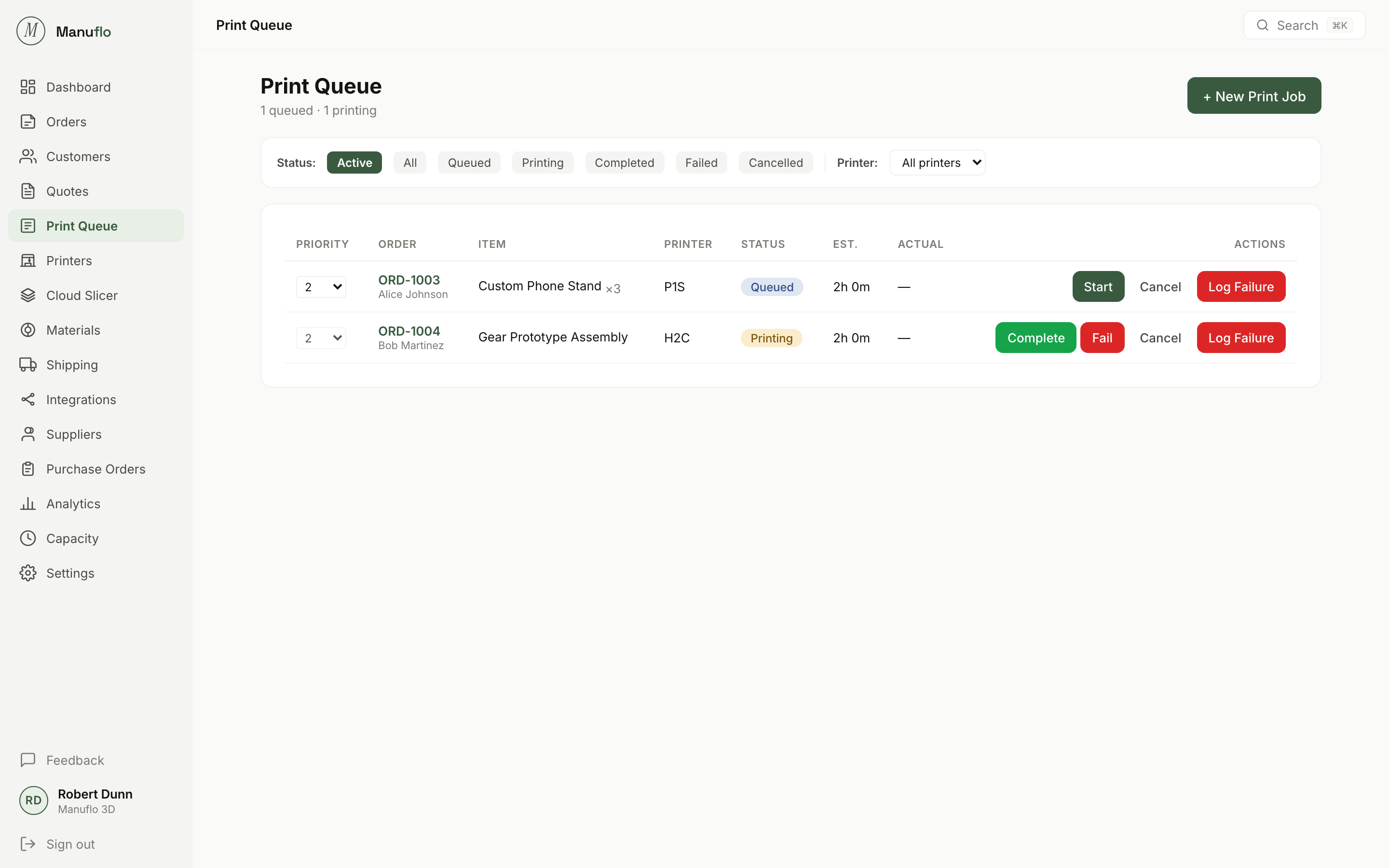 Manuflo Print Queue